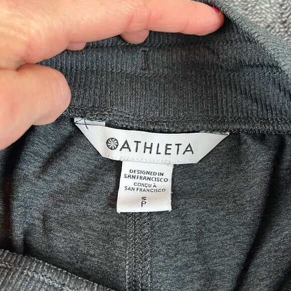 Athleta Uptempo Joggers Heathered Gray Women's S Spandex Tapered Leg Pockets - Picture 3 of 10